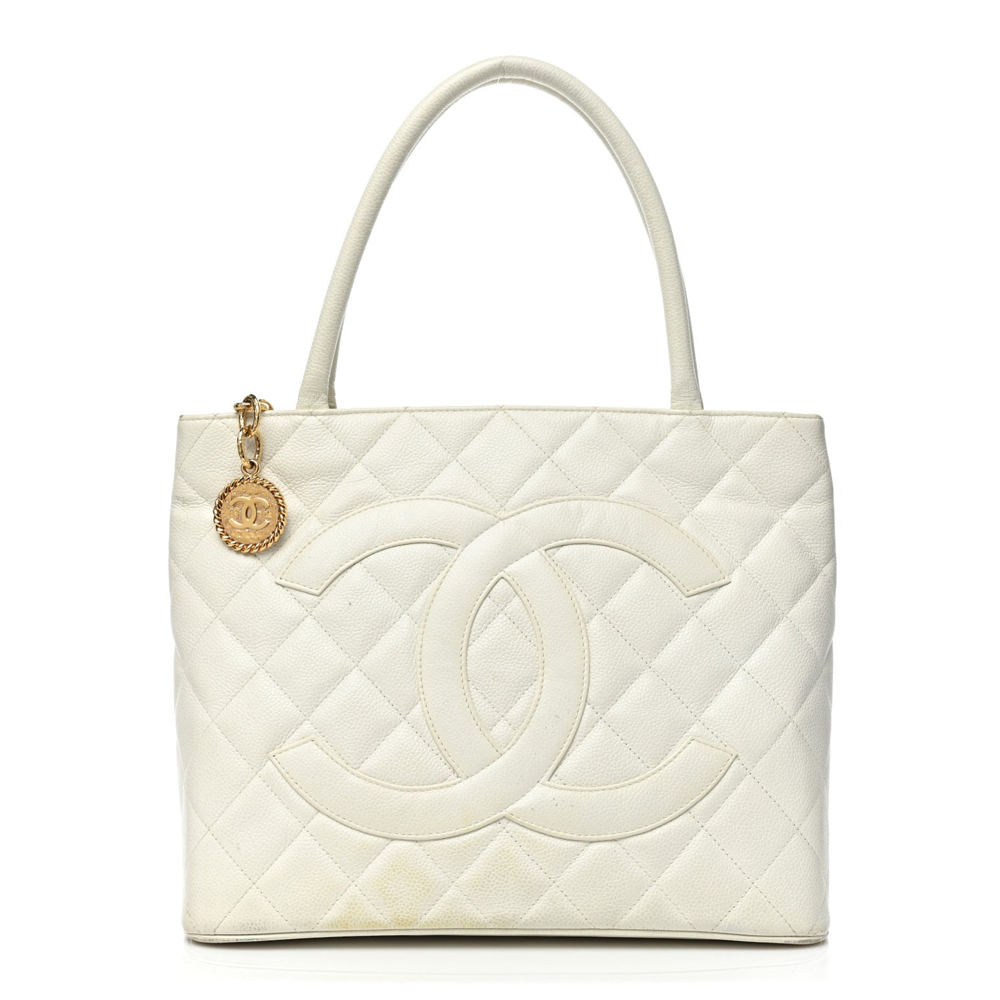 Caviar Quilted Medallion Tote White