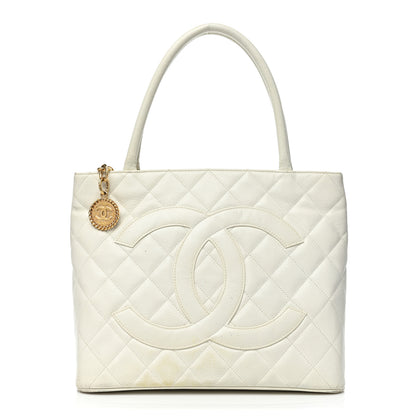 Chanel Caviar Quilted Medallion Tote White 1 of 22