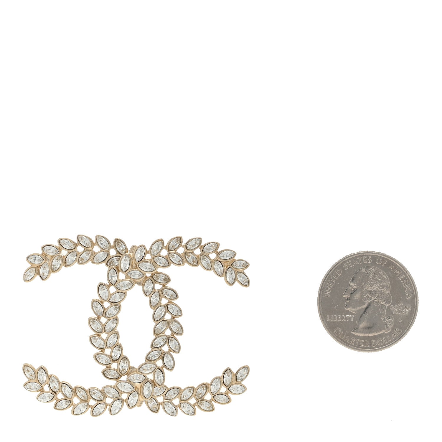 Chanel Crystal Sparkling Wheat CC Brooch Gold 2 of 4