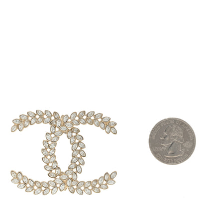 Chanel Crystal Sparkling Wheat CC Brooch Gold 2 of 4