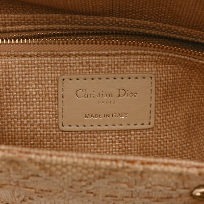 Christian Dior Raffia Woven Cannage Embroidered Medium Lady D-Lite Natural Black 6 of 10