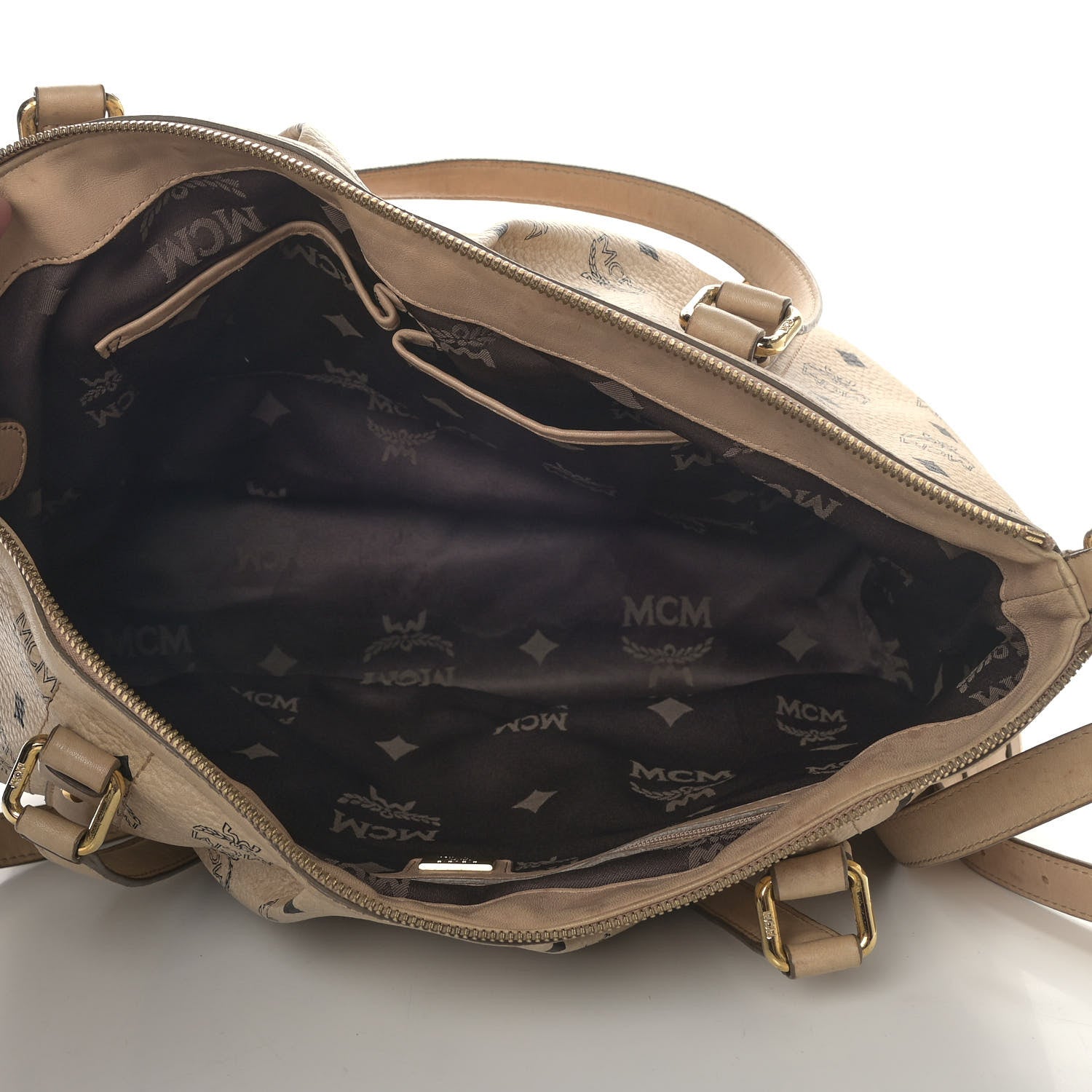 MCM Visetos Medium Essentials Shopper Tote Beige 5 of 8