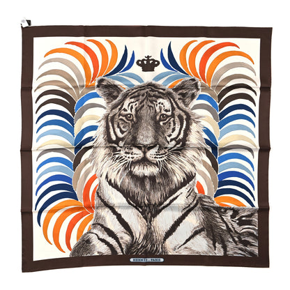 Hermes Silk Double Face Tigre Royal Scarf 90 Marron White Multi 1 of 5