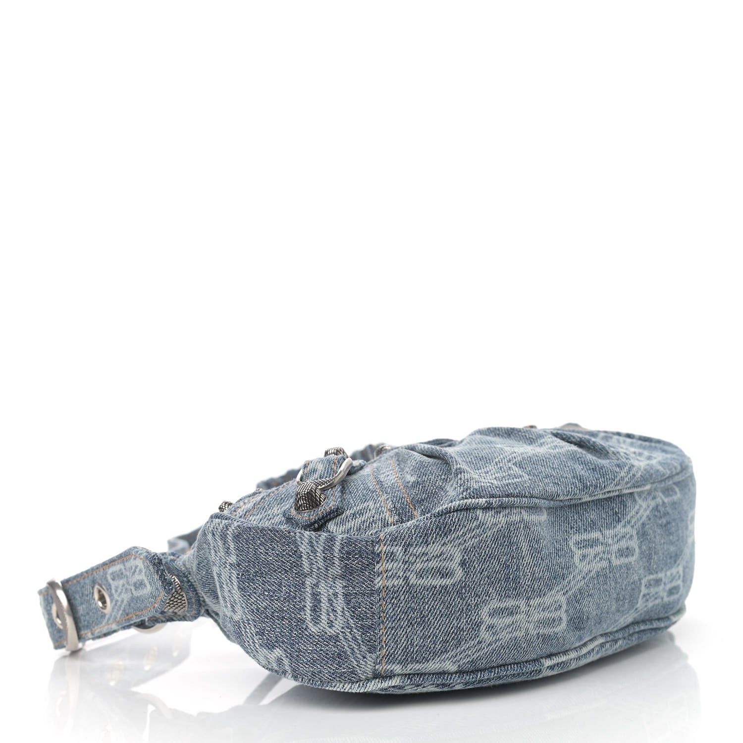 Balenciaga Bleached Denim BB Monogram Le Cagole Shoulder Bag XS Blue 4 of 10