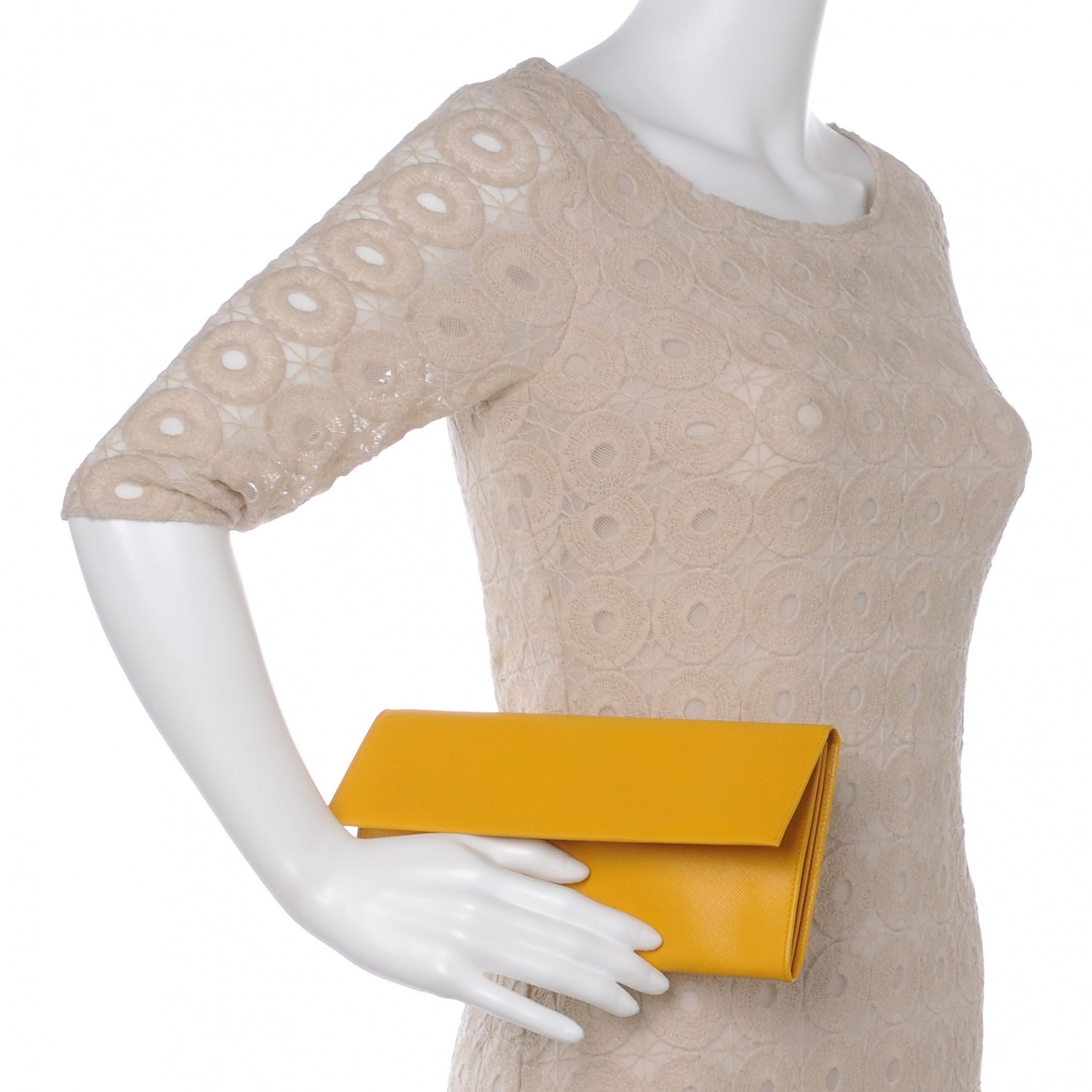 Prada Saffiano Metal Clutch Mimosa 2 of 7