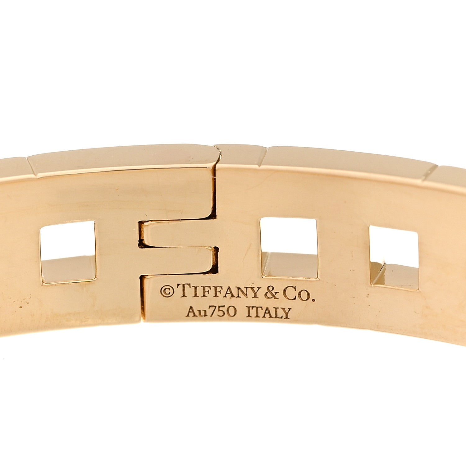 Tiffany 18K Yellow Gold Narrow T True Hinged Bangle Bracelet 4 of 4