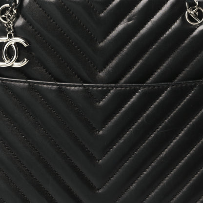 Chanel Lambskin Surpique Chevron Quilted Tote Black 8 of 11