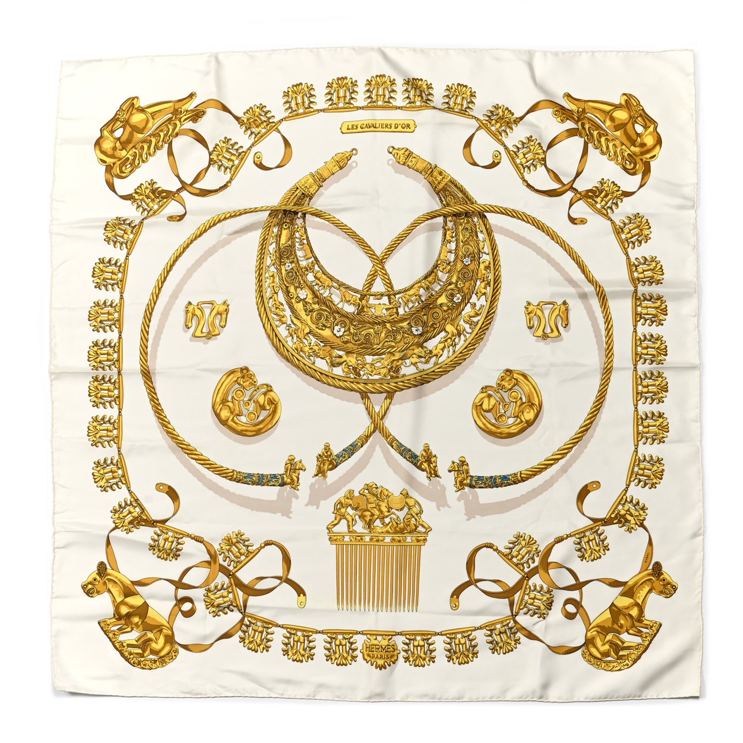 Silk Mousseline Les Cavaliers D'Or Scarf 90