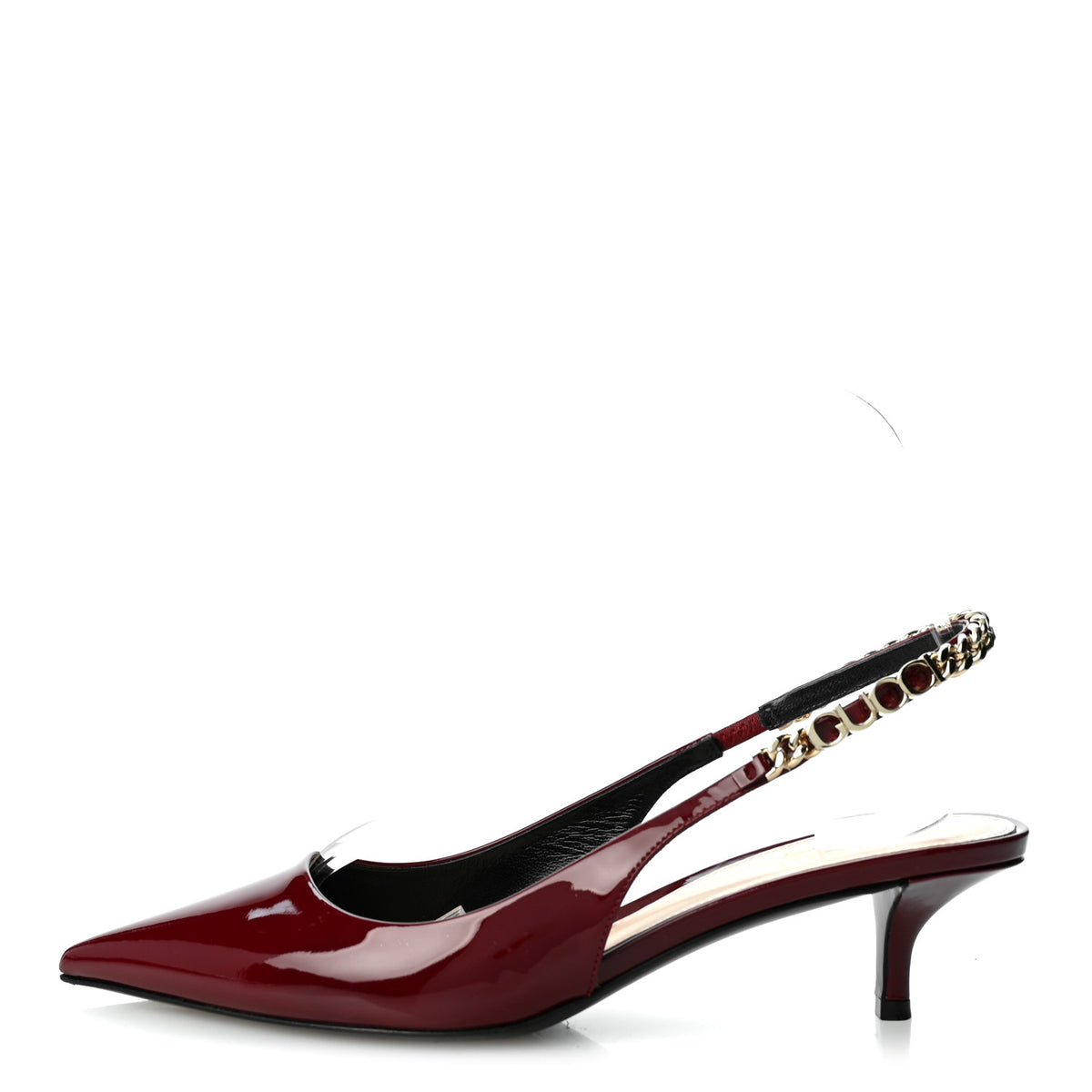 Gucci Vernice Crystal Nappa Charlotte Signoria 45mm Slingback Pumps 37 Rosso Ancora 1 of 9