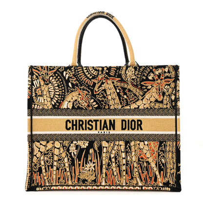 Christian Dior Canvas Embroidered Dior Animals Giraffe Book Tote Yellow Multicolor 1 of 10