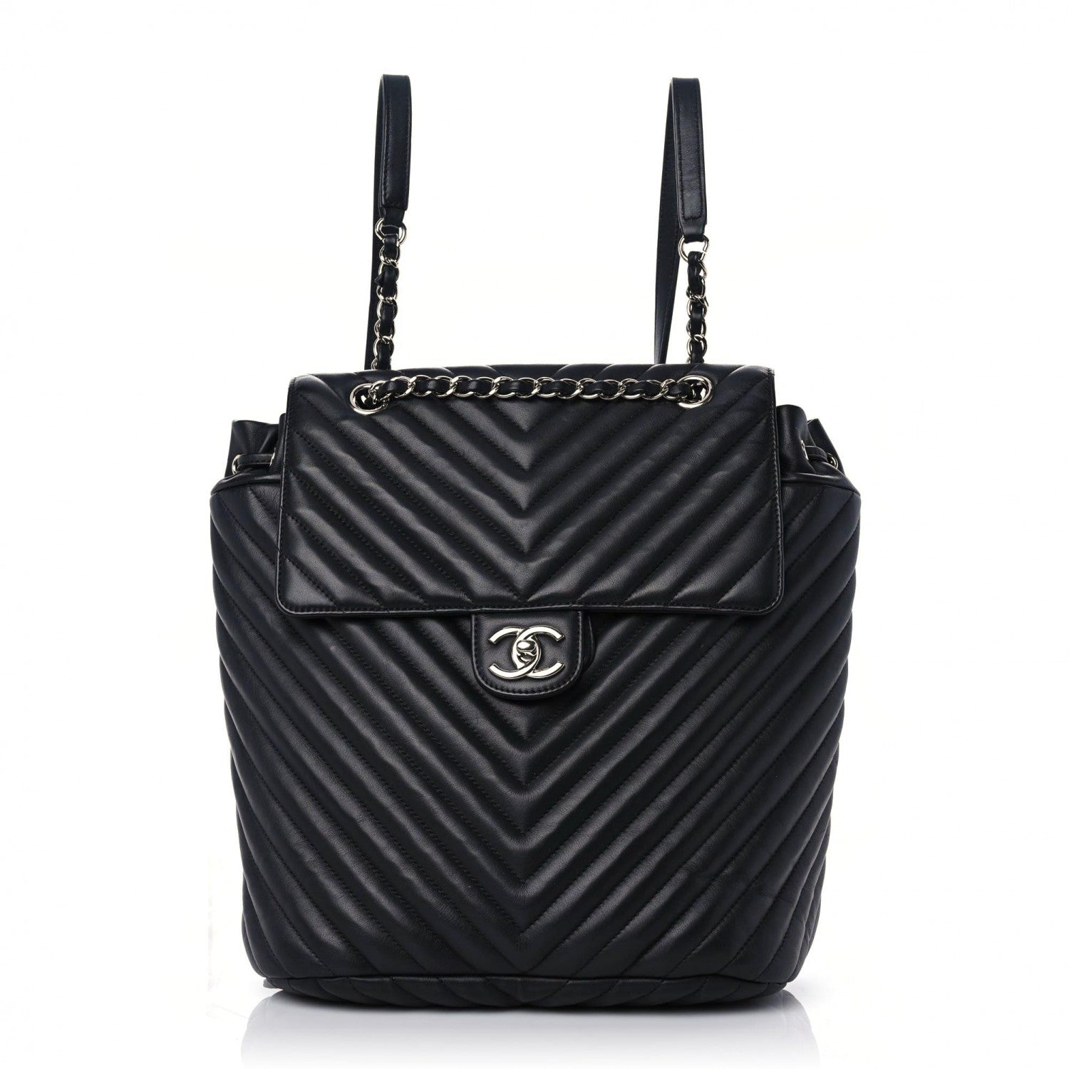 Chanel Calfskin Chevron Quilted Large Urban Spirit Backpack Black 1 of 9