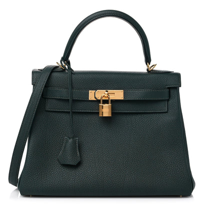 Hermes Togo Horseshoe Kelly Retourne 28 Vert Cypress 1 of 9
