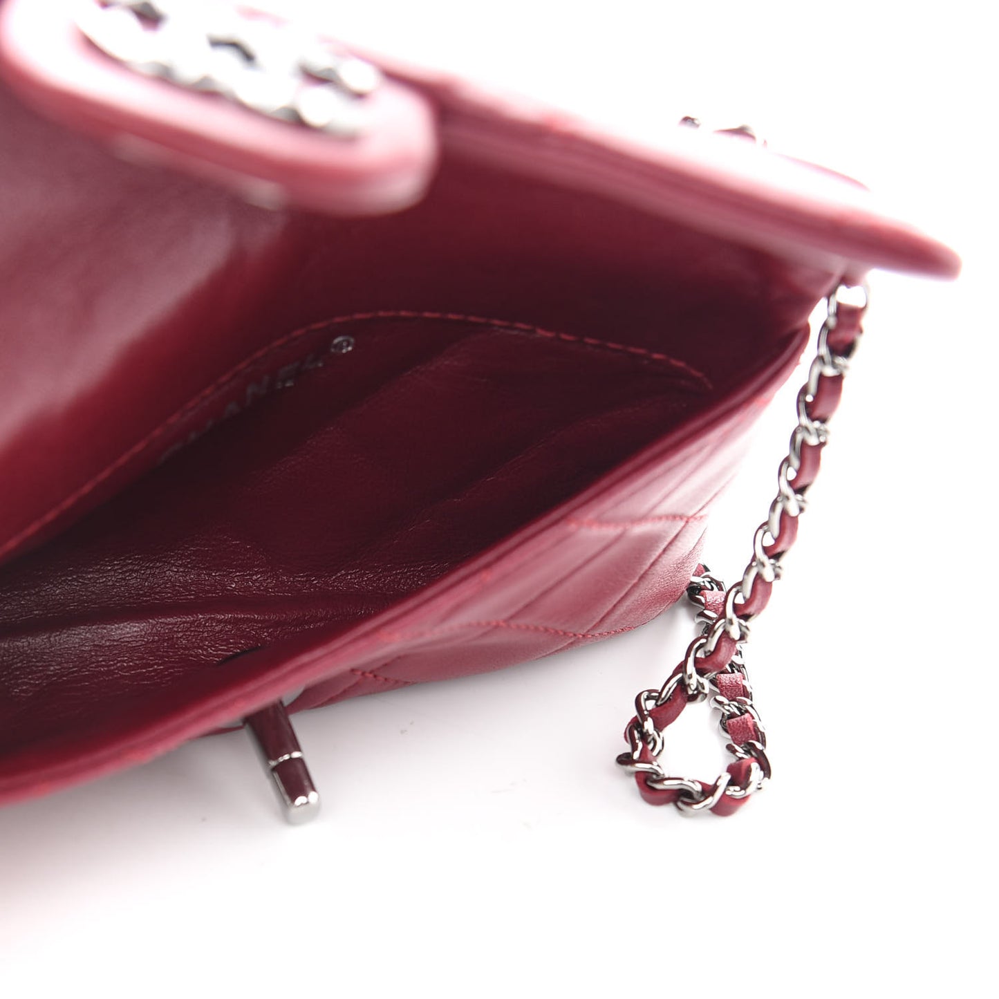 Lambskin Quilted Mini Mineral Nights Flap Crossbody Bag Dark Red