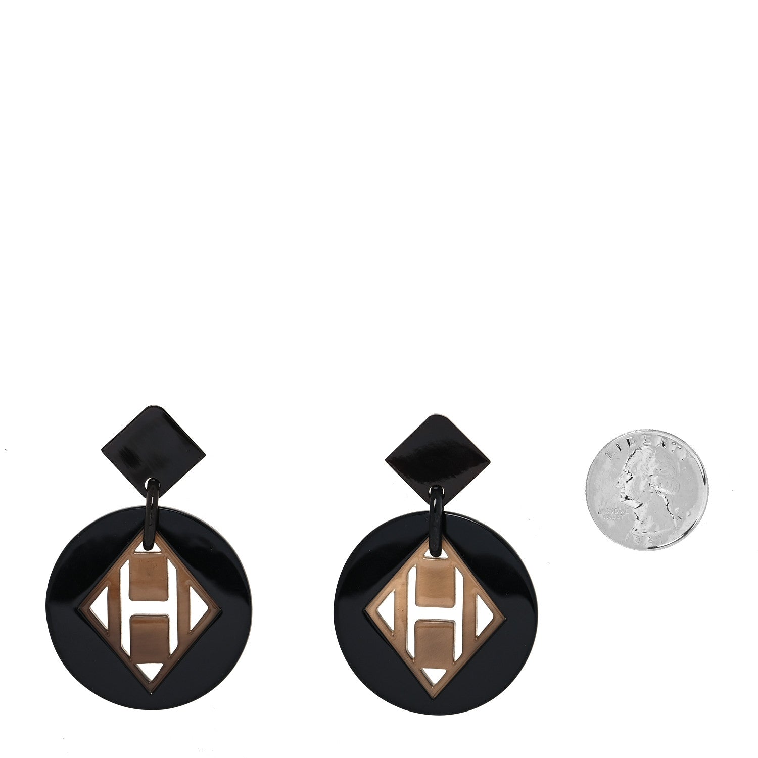 Hermes Buffalo Horn Lacquer Kuartz Earrings Black 2 of 5