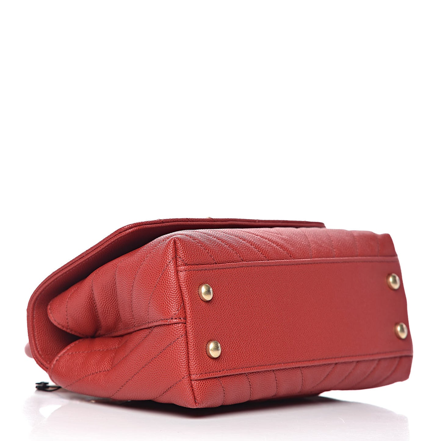 Caviar Chevron Quilted Mini Coco Handle Flap Red