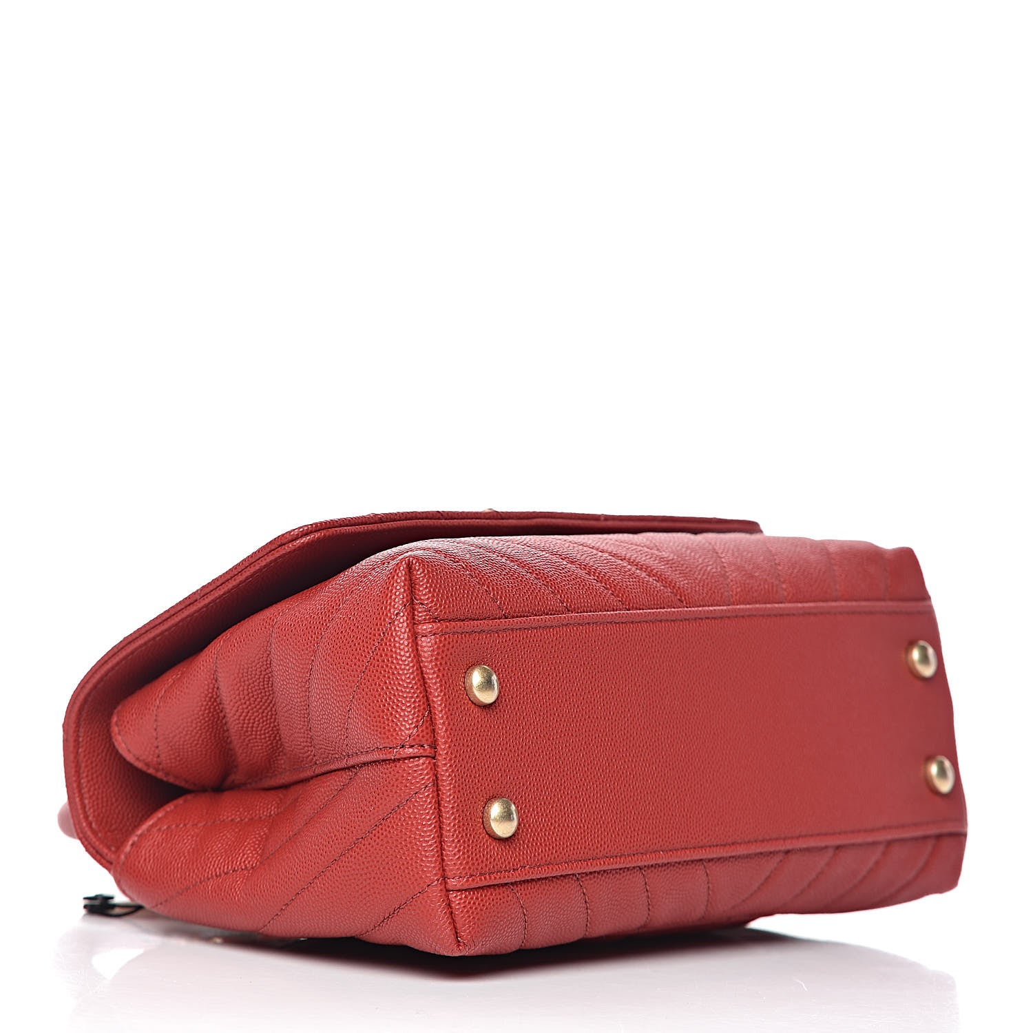 Chanel Caviar Chevron Quilted Mini Coco Handle Flap Red 4 of 10