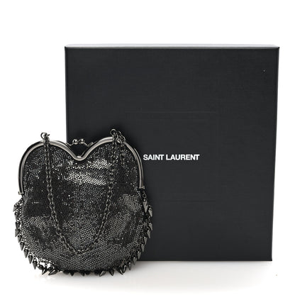 Saint Laurent Satin Mesh Studded Mini Heart Bag Dark Rutenio 10 of 10