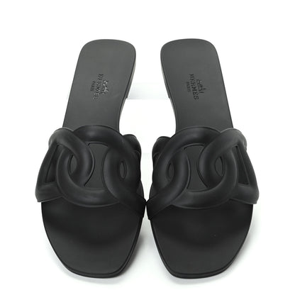 Hermes Rubber Aloha Sandals 38 Black 5 of 11