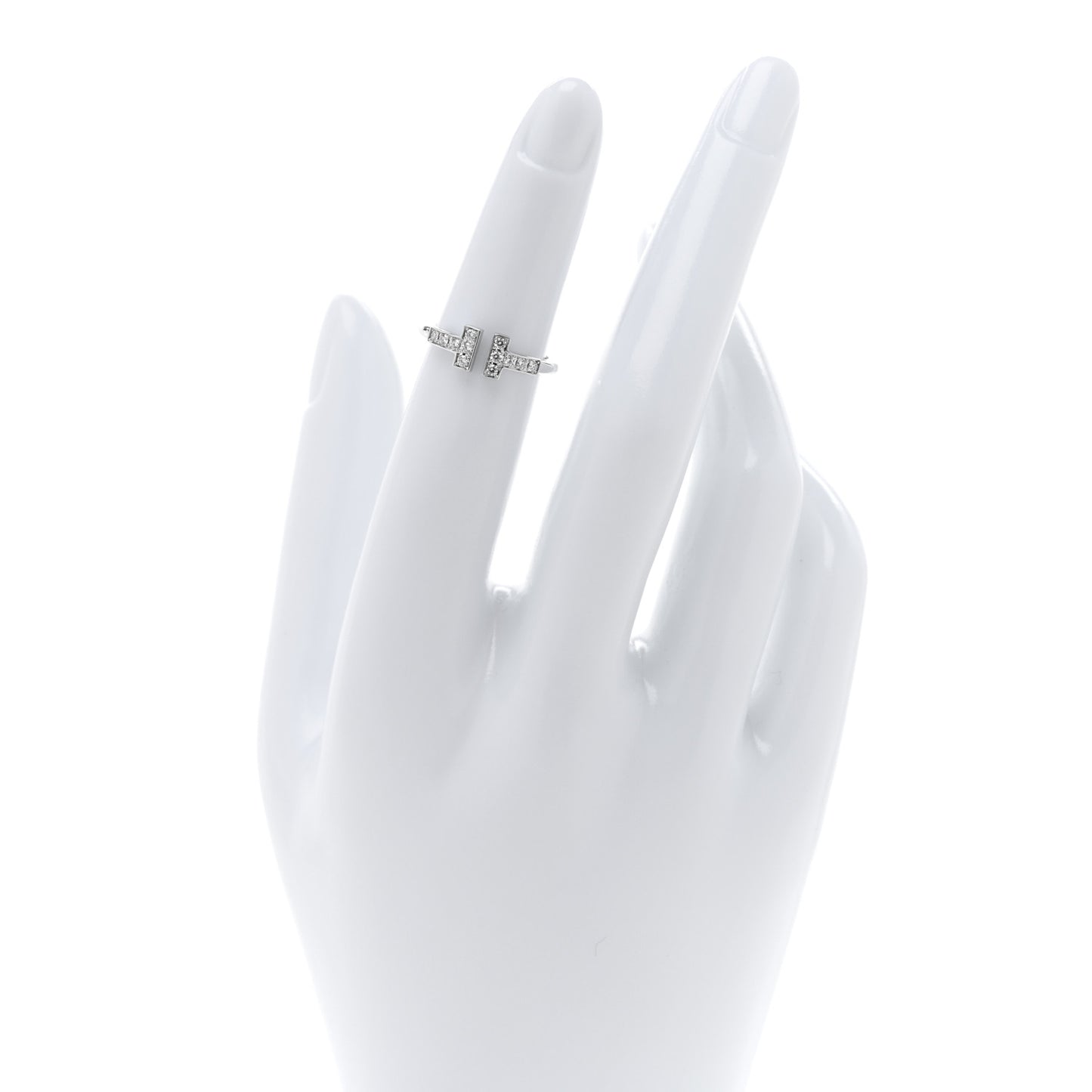18K White Gold Diamond T Wire Ring 46 3.75