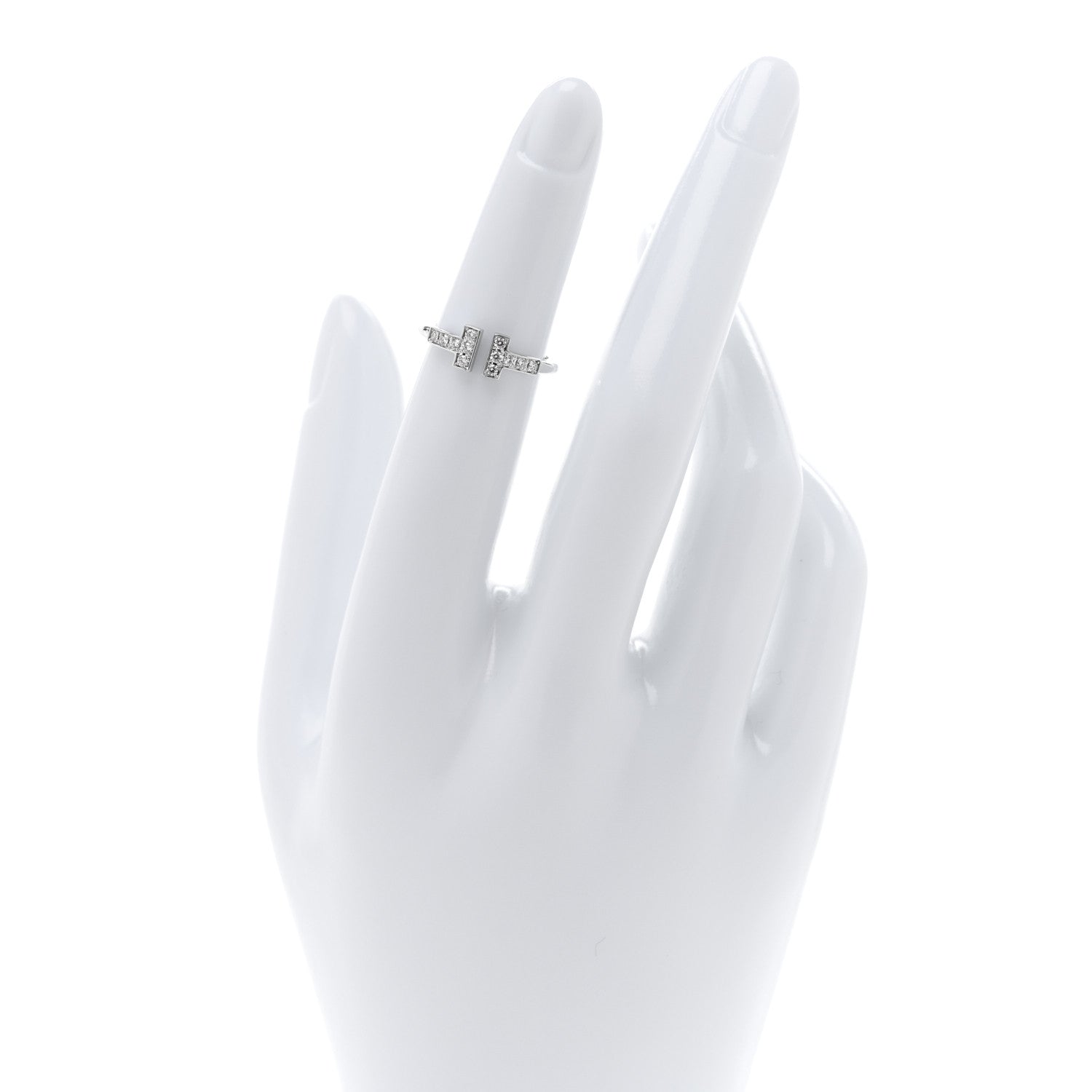 Tiffany 18K White Gold Diamond T Wire Ring 46 3.75 2 of 4
