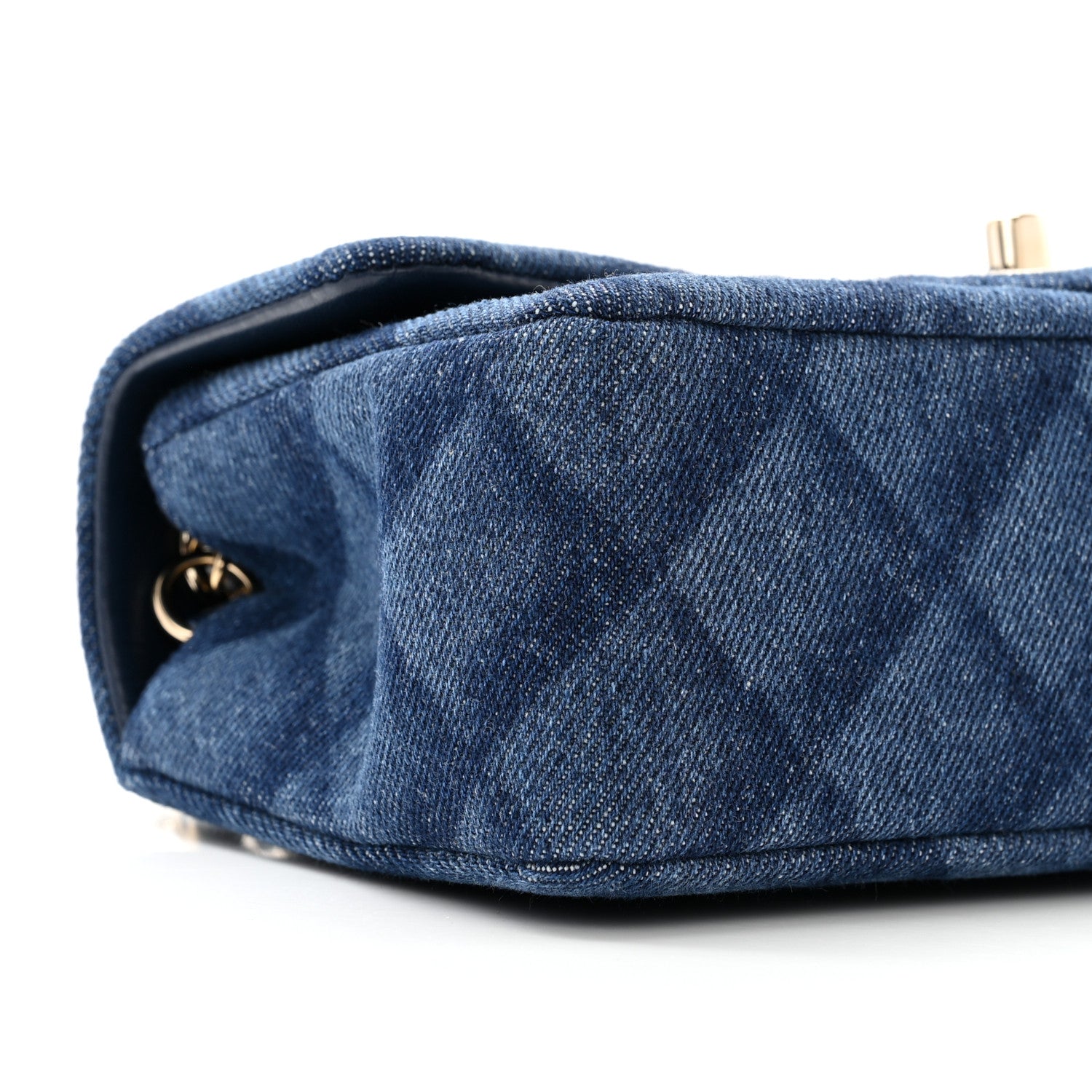 Chanel Printed Denim Quilted Mini Rectangular Flap Dark Blue 9 of 11