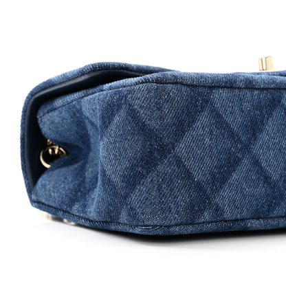 Chanel Printed Denim Quilted Mini Rectangular Flap Dark Blue 9 of 11