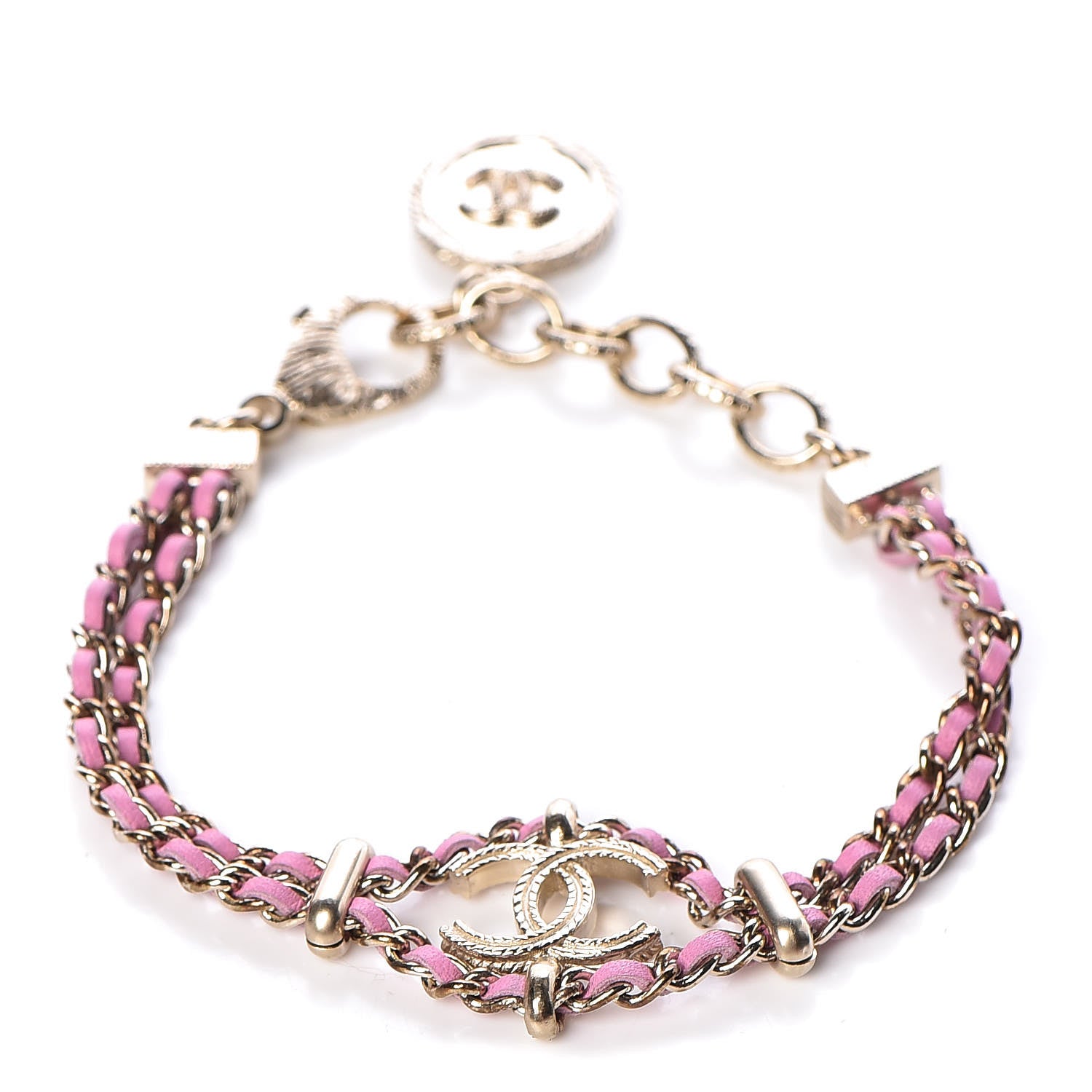 Chanel Metal Lambskin CC Chain Link Bracelet Pink 1 of 5