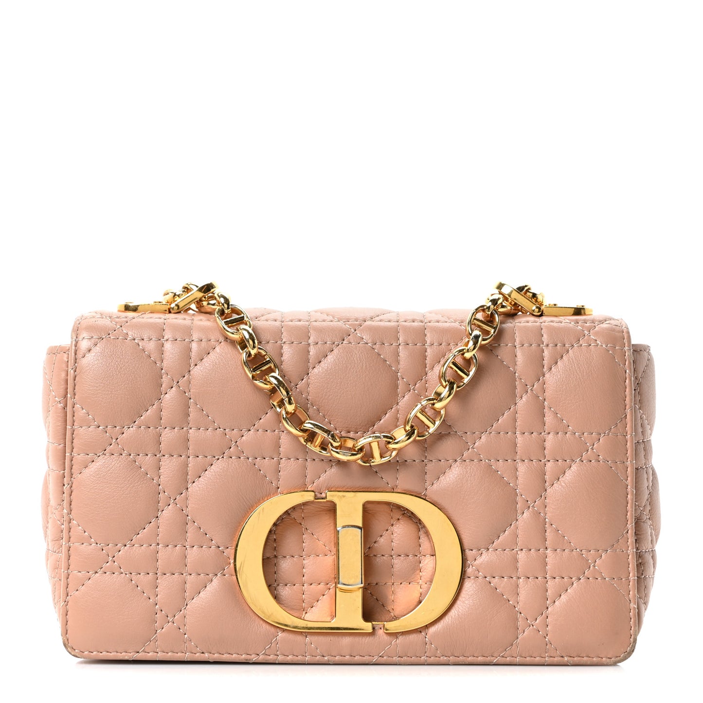 Calfskin Cannage Small Caro Bag Rose De Vents