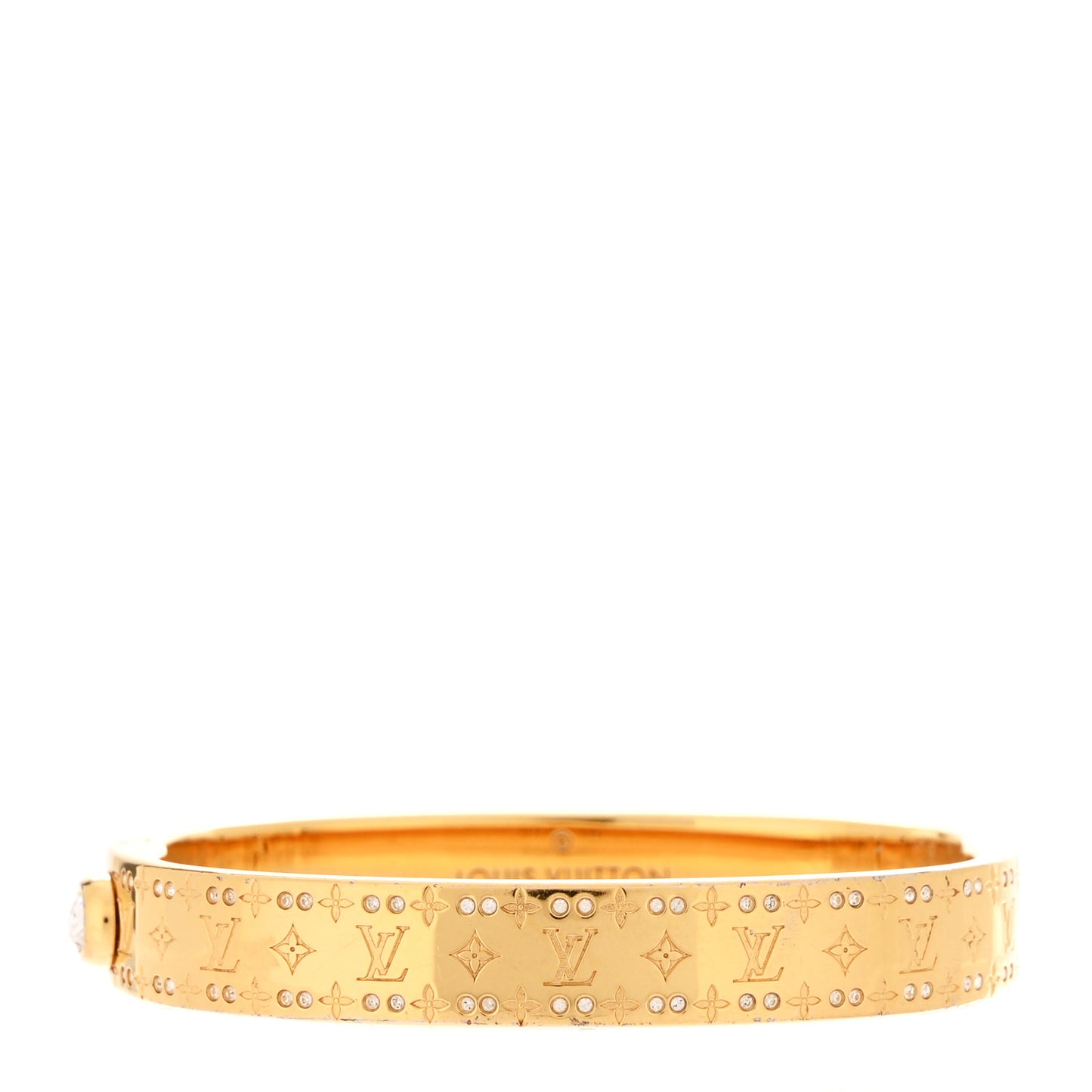 Brass Crystal Monogram Nanogram Strass Cuff S Gold