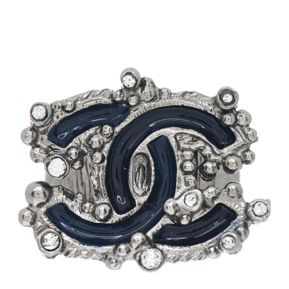 Chanel Enamel Crystal CC Ring 6 Dark Blue 1 of 5