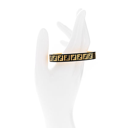 Fendi Brass Enamel FF Bracelet M Gold Black 2 of 6