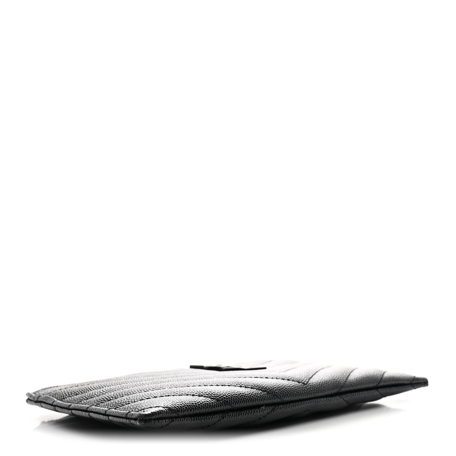 Saint Laurent Grain De Poudre Chevron Monogram Monochrome Bill Pouch Black 4 of 8