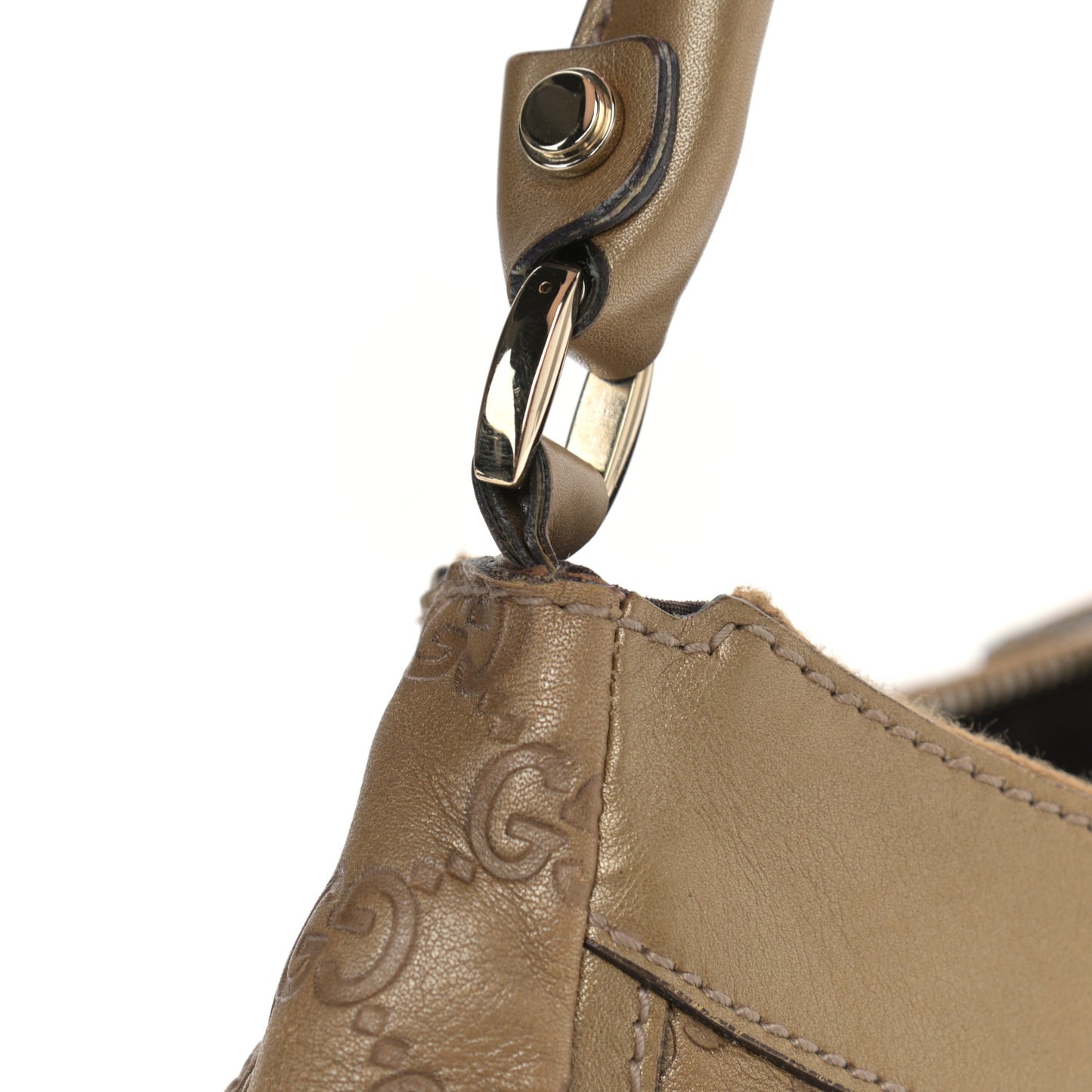 Metallic Guccissima Medium D Gold Hobo Gold