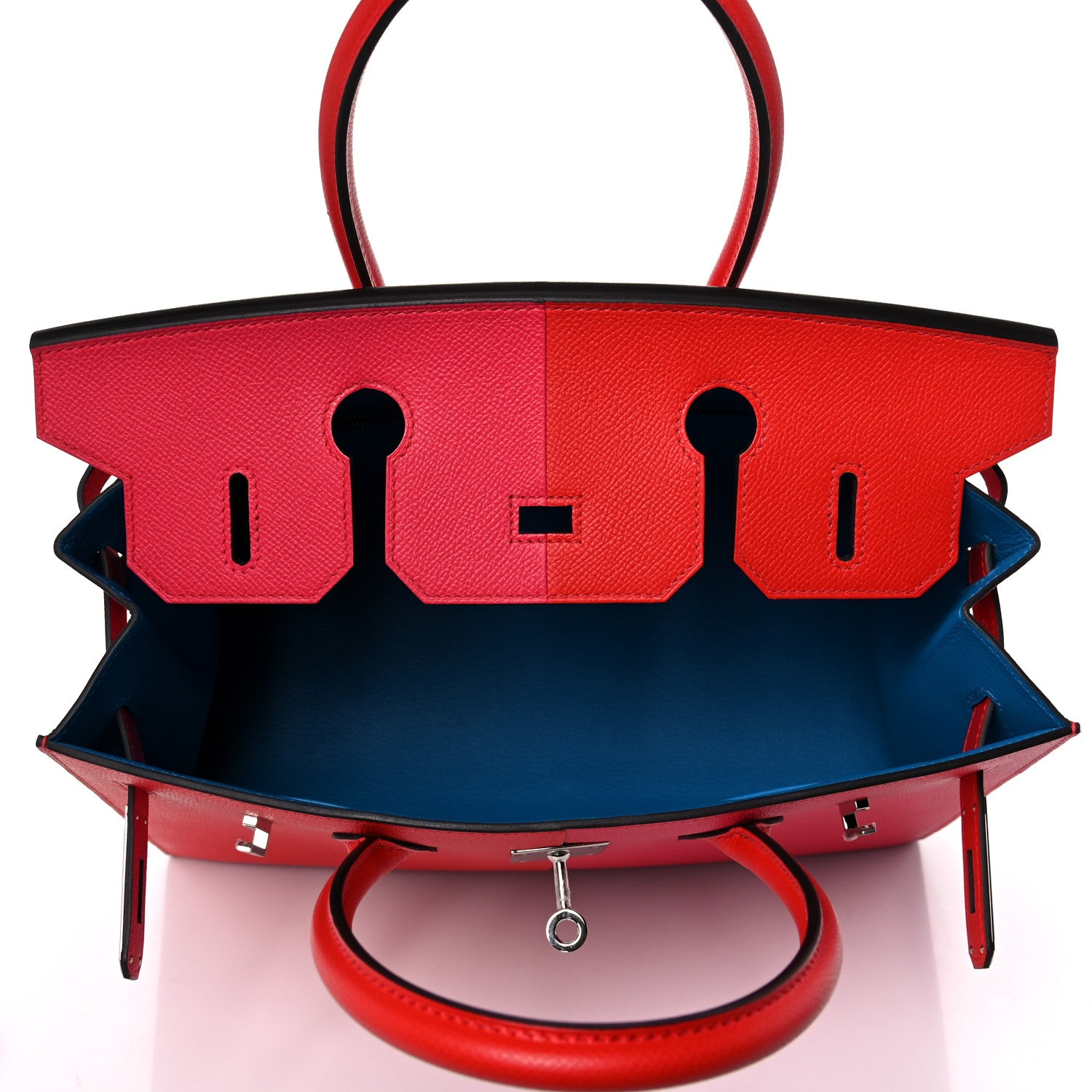 Hermes Epsom Casaque Birkin Sellier 30 Rouge Coeur Rose Extreme Bleu Zanzibar 7 of 35
