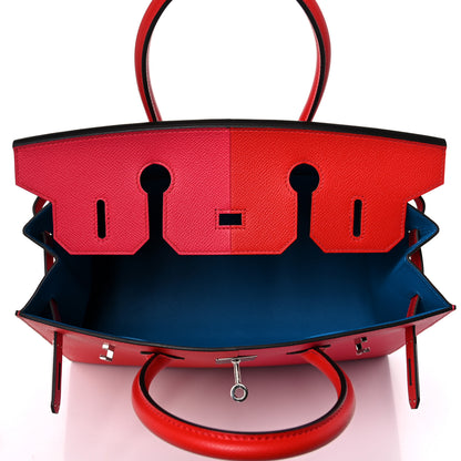 Hermes Epsom Casaque Birkin Sellier 30 Rouge Coeur Rose Extreme Bleu Zanzibar 7 of 35