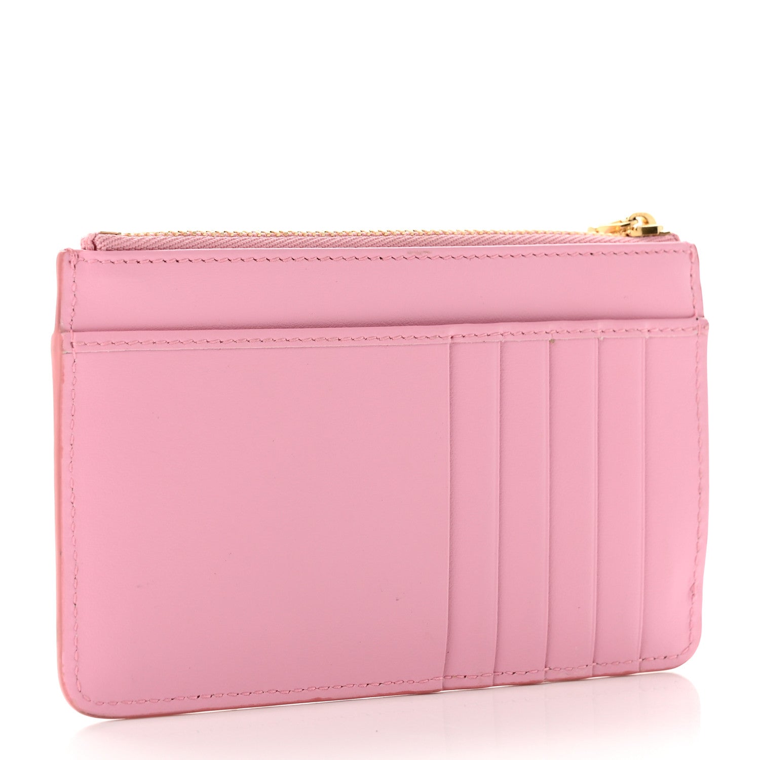 Dolce & Gabbana Calfskin Embellished Logo Zip Card Holder Pink 3 of 6