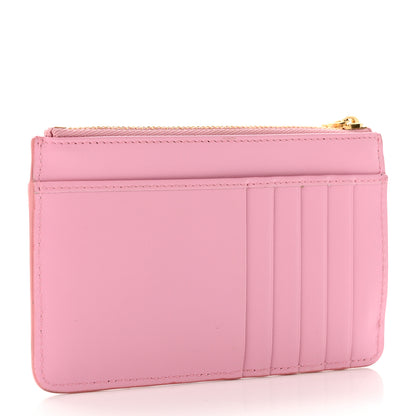 Dolce & Gabbana Calfskin Embellished Logo Zip Card Holder Pink 3 of 6