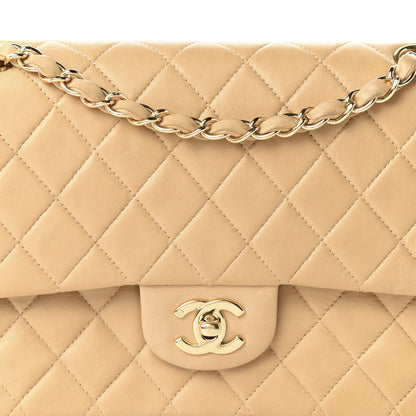 Chanel Lambskin Quilted Medium Double Flap Beige 19 of 19