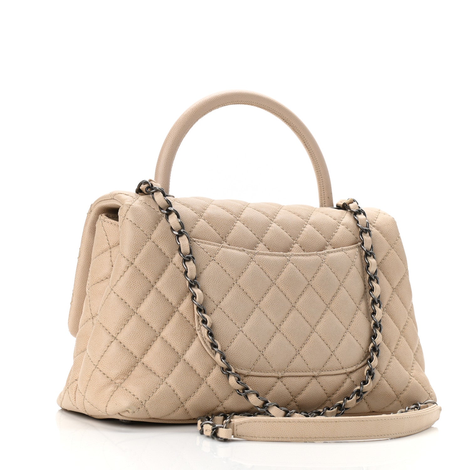 Chanel Caviar Quilted Small Coco Handle Flap Light Beige 3 of 11