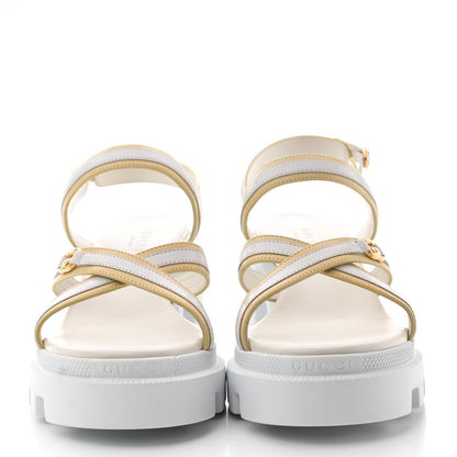 Gucci Nappa Platform Lug Sole Sandals 37 White Butter 2 of 9