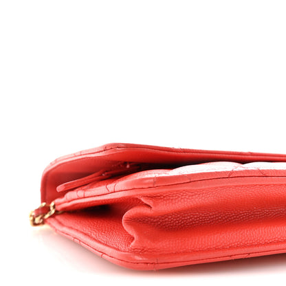 Chanel Caviar Quilted Wallet on Chain WOC Red 10 of 11