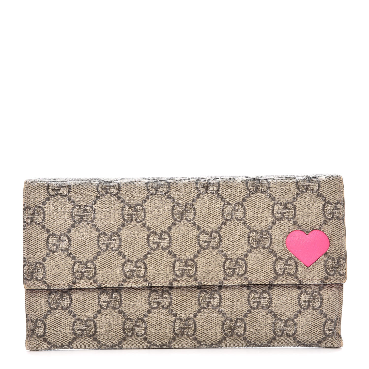 Gucci GG Supreme Monogram Continental Heart Wallet Fluorescent Fuchsia 1 of 12