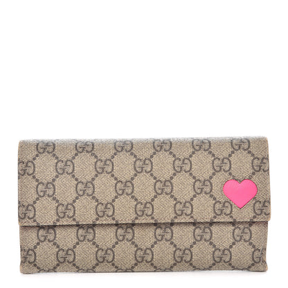 Gucci GG Supreme Monogram Continental Heart Wallet Fluorescent Fuchsia 1 of 12