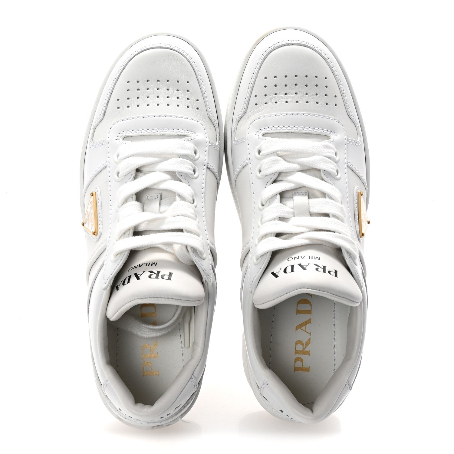 Prada Vitello Rois Triangle Womens Downtown Platform Low Top Sneakers 35.5 White 2 of 10