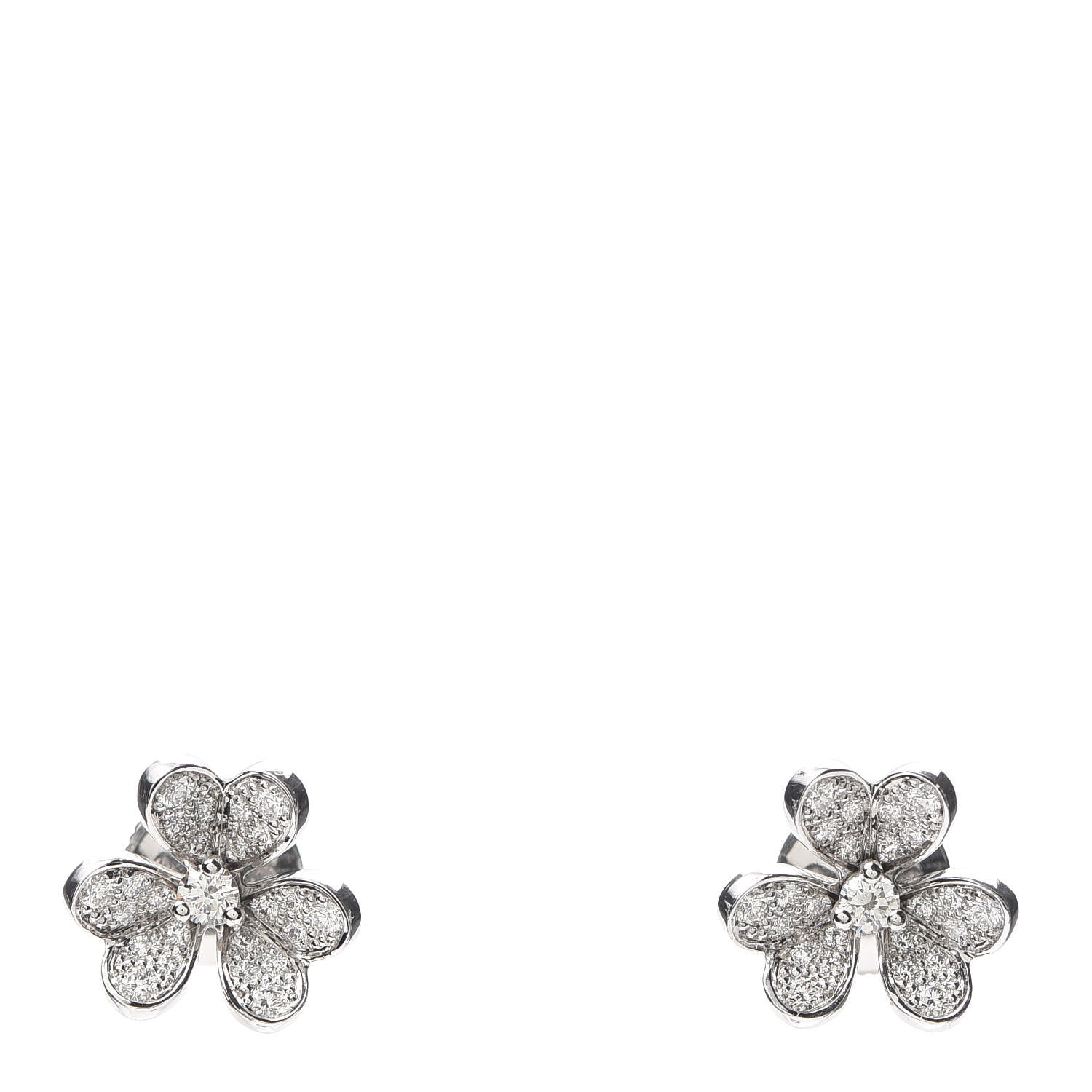 Van Cleef & Arpels 18K White Gold Diamond Mini Frivole Pave Earrings 1 of 4
