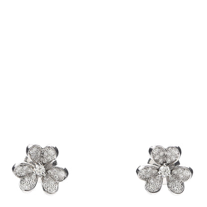 Van Cleef & Arpels 18K White Gold Diamond Mini Frivole Pave Earrings 1 of 4