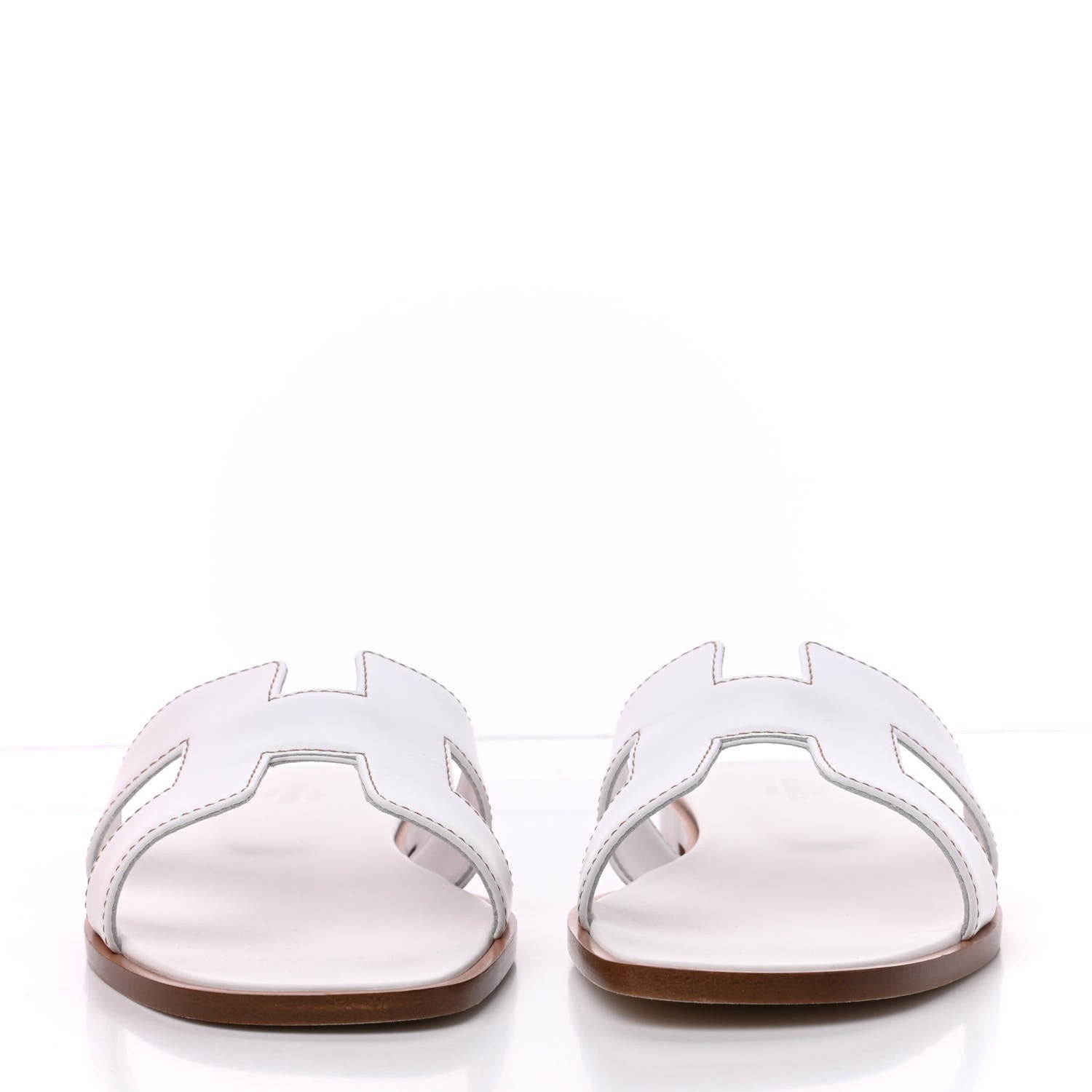 Hermes Box Calfskin Oran Sandals 38 White 2 of 9