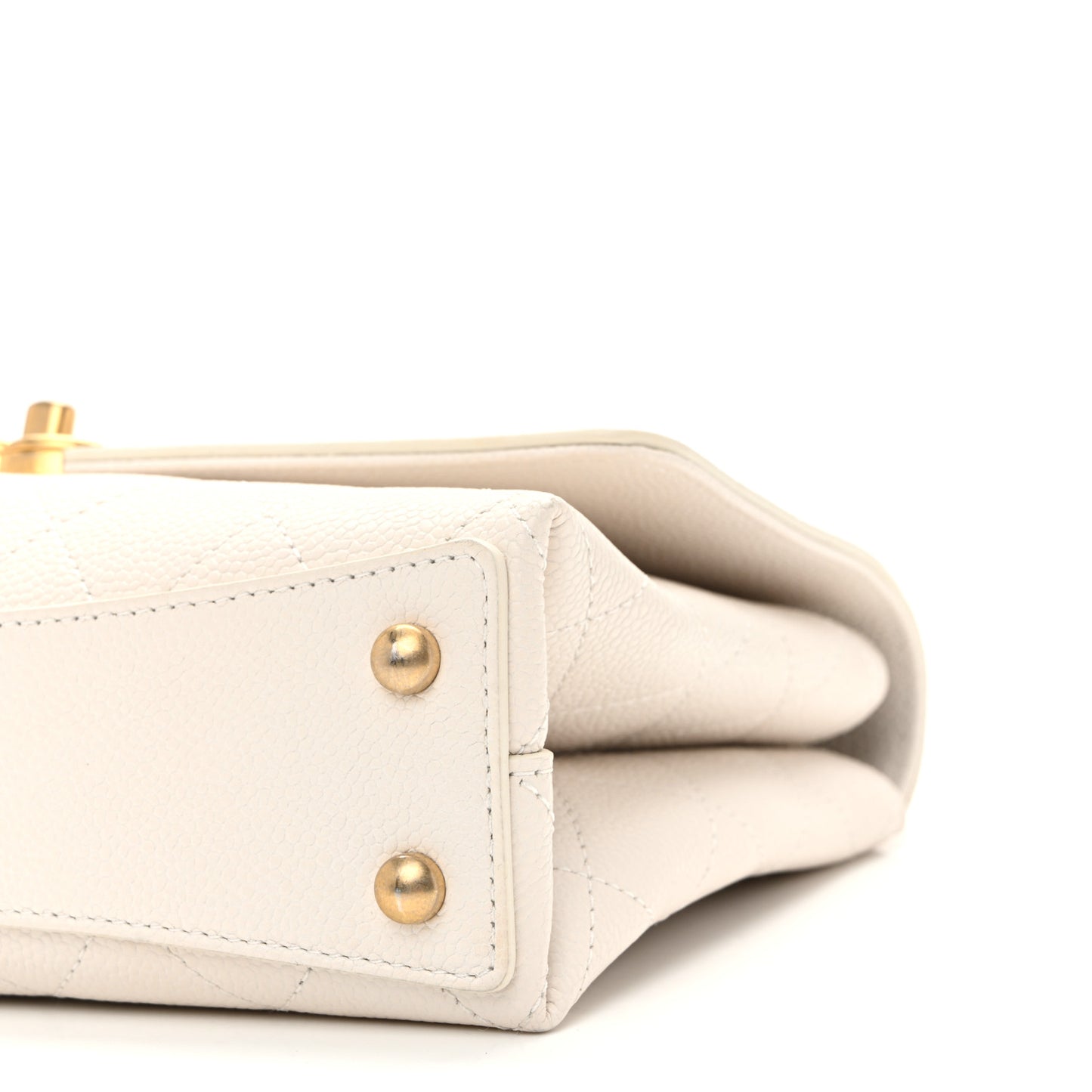 Grained Calfskin Small Stitched Flap White
