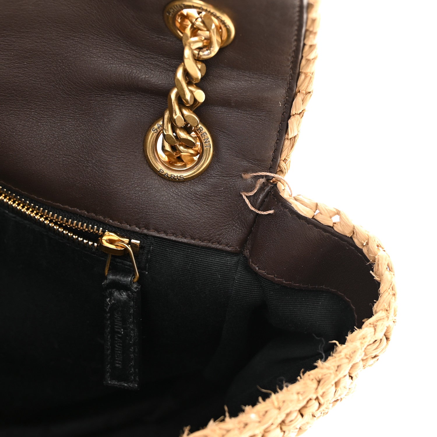 Saint Laurent Raffia Calfskin Monogram Medium Niki Chain Satchel Natural 13 of 14