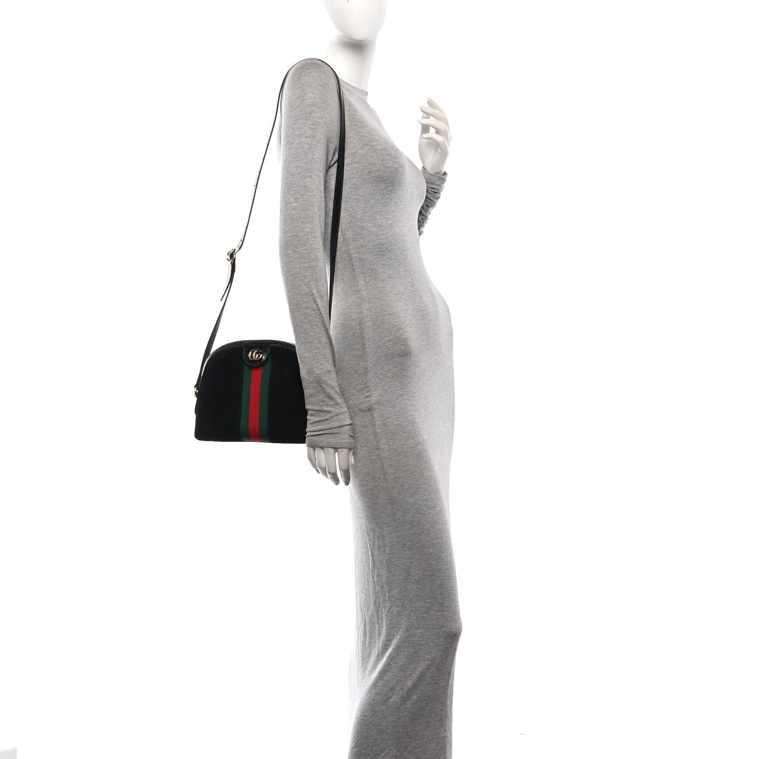 Gucci Suede Patent Web GG Small Ophidia Dome Shoulder Bag Black 2 of 10